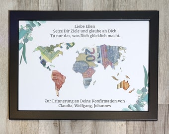 Konfirmation Geldgeschenk Individuelles Geschenk zur Konfirmation gastgeschenk Personalisiert mit Namen optional mit Bilderrahmen