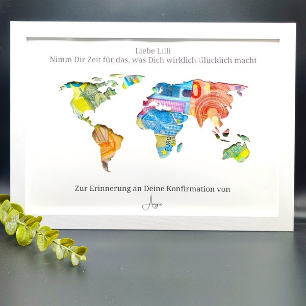 Konfirmation Geldgeschenk Individuelles Geschenk zur Konfirmation gastgeschenk Personalisiert mit Namen optional mit Bilderrahmen