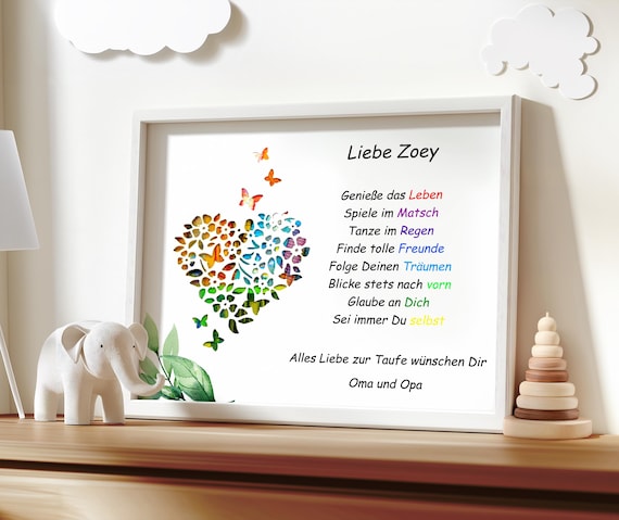 Taufgeschenk personalisiert Geldgeschenk Taufe Junge Mädchen Geschenkidee mit Namen Bilderrahmen Taufe DIY Erinnerungsgeschenk individuell