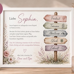 18 Geburtstag Personalisiertes Geschenk zum 18 Geburtstag mit Namen Geburtstagsgeschenk für Mädchen Bilderrahmen Erinnerung Volljährigkeit image 1