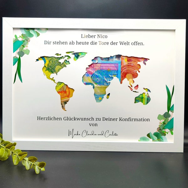 Konfirmation Geldgeschenk Individuelles Geschenk zur Konfirmation gastgeschenk Personalisiert mit Namen optional mit Bilderrahmen