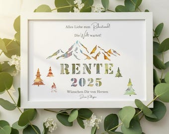 Ruhestand Geschenk personalisiert Geldgeschenk Rente Abschied Erinnerungsgeschenk mit Namen Bilderrahmen DIY Geschenkidee Pensionierung