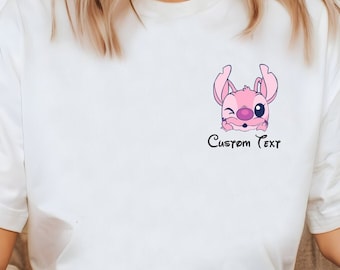 Camiseta con el logotipo de ángel personalizado de Disney, camiseta infantil con bolsillo de ángel de Disney, camiseta de ángel con nombre personalizado, camiseta de viaje de Disney, linda camiseta Ohana de Disney para niños pequeños