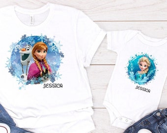 Custom Frozen Elsa and Anna Shirt, Custom Name Elsa Kids Shirt, Custom Anna Baby Tee, Disney Olaf Shirt, Disney Girl Shirt, Family Matching