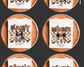 Disney Halloween Plaid Shirt, Mickey Minnie Donald Daisy Goofy Pluto Tee, Matching Family Disney Trip Outfit, Fall Pumpkin Park Vacation Top