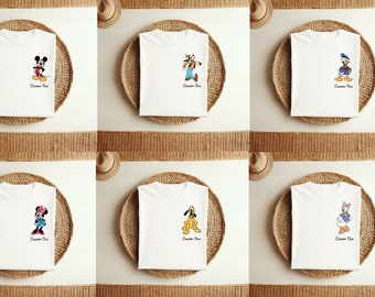 Disney Custom Shirt, Disney Characters Logo Shirt, Mickey, Minnie, Donald, Daisy, Goofy, Pluto, Disney Vacation, Disneyland Shirts