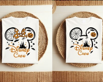 Halloween Disney Crew Mickey Ear Family Shirt, Halloween Minnie Ear Disney Crew Kids Shirt, Disney Castle Tee, Halloween Party Tee, Pumpkin