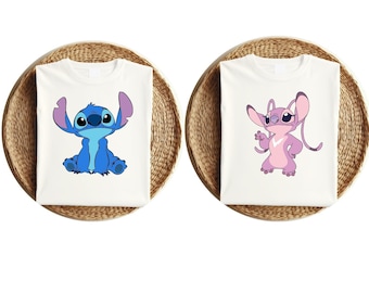Stitch And Angel Kids Shirt, Disney Stitch Shirt, Baby Angel Shirt, Cartoon Family Shirt, Disney Stitch Lillo Shirt, Disneyland Vacation Tee