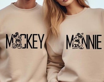 Mickey and Minnie Matching Sweatshirts, Disney Couple Pullover, Cute Disney Hoodie, Couples Disney Trip Outfits, Valentine's Day Couple Gift