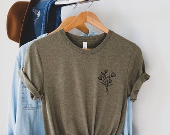 Plant Shirt, Trending Shirt, Wild Flowers Shirt, Flower Shirt, Plant Lover Shirt, Plant Tee, Ladies Shirt, Pocket Shirt