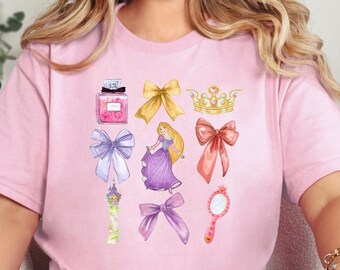 Camiseta de la princesa Rapunzel de Disney, camiseta infantil con corona perfumada y espejo de la princesa Rapunzel, camiseta mágica de hadas, camiseta de la película Enredados de Disney, Disneyland