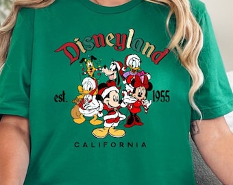 Camiseta navideña de Disneyland Mickey y sus amigos de California, camiseta infantil de Disney Mickey y compañía Feliz Año Nuevo, camiseta a juego de vacaciones en Disneyland