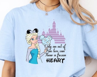 Disney Frozen Elsa Shirt, Disney Princess Elsa Kids Shirt with Castle, Disney Frozen Heart Girl Shirt, Disneyland Vacation Tee, Disney Trip