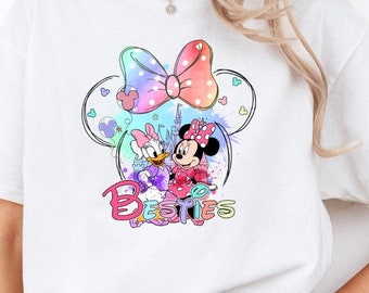 Minnie Bow Besties Minnie and Daisy Duck Couple Shirt, Disney Mickey Ear Minnie Daisy Girl Tee, Cute Disney Best Friend Tee, Disney Trip Tee