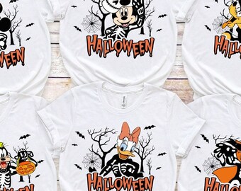 Camisa a juego de esqueleto de Mickey y sus amigos para Halloween, camisa infantil de Disney para Halloween, truco o trato, camisa a juego familiar, Halloween para niños pequeños