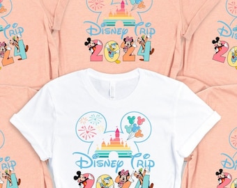 Camiseta familiar de Disney Trip Mickey and Friends 2024, camiseta de viaje con orejas de Mickey de Disney, camiseta a juego de vacaciones en Disneyland, camiseta infantil con orejas de Disney Trip