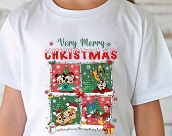 Camiseta de Mickey y sus amigos muy feliz Navidad, camiseta de Disney de Pluto y Goofy, camiseta familiar divertida de Navidad, camiseta de Disney de Daisy y el pato Donald