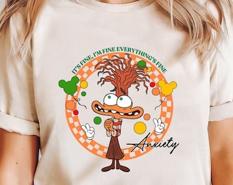It's Fine I'm Fine Everything's Fine Anxiety Inside Out Shirt, Disney Character Kids Shirt, Emotional Custom Character Tee, Popular Anxiety
