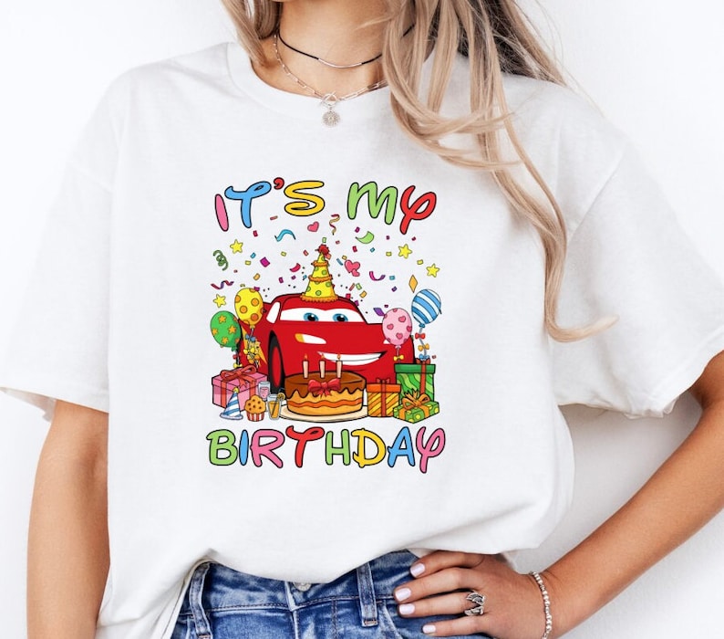 Birthday Shirt, Disney McQueen Shirt, Lightning McQueen Birthday Shirt, Disney Cars Tee, Birthday Group Shirt, Disneyland Birthday Shirt bild 1