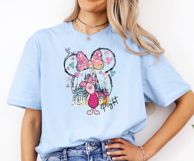 Piglet Minnie Bow With Name Shirt, Disney Winnie the Pooh Mickey Ear ...