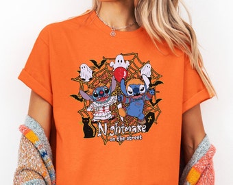 Halloween Stitch and Angel Nightmare Shirt, Disney Ghost Stitch Kids Shirt, Spooky Season Shirt, Disney Trip Shirt, Trick or Treat Group Tee