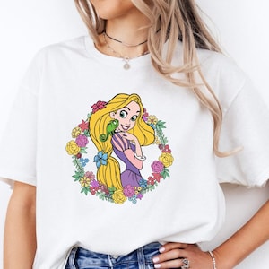 Princess Rapunzel with Flowers Shirt, Disney Princess Rapunzel Kids Shirt, Fairy Magical Tee, Disney Tangled Shirt, Disney Trip Tee, Family