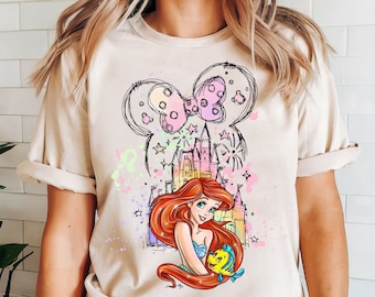 Camisa Disney Ariel, Camisa La Sirenita, Camisa Princesa Ariel, Camisa de niña Disneyland, Camisa Minnie Ear, Camisa de la familia Disney
