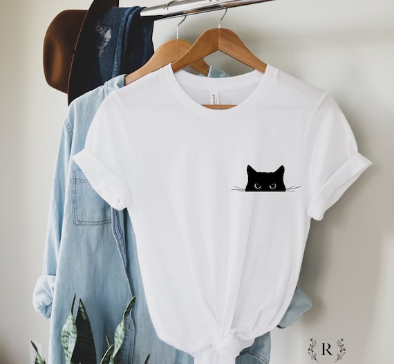 Cat Shirt Cute Cat Shirt Cat Lover Shirt Pocket Cat T Shirt Cat Mom Tee Cute Kitty in Pocket Tee Gift for Cats Lover Cat Mom Shirt Etsy