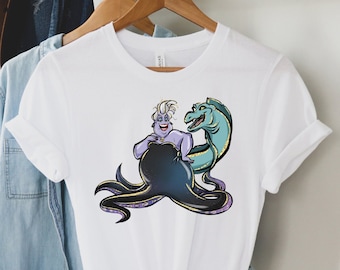 Ursula with Flotsam Woman Shirt, Disney Dark Fairy Woman Shirt, The Little Mermaid Shirt, Disney Trip Tee, Disney Bad Queen Princess Ariel