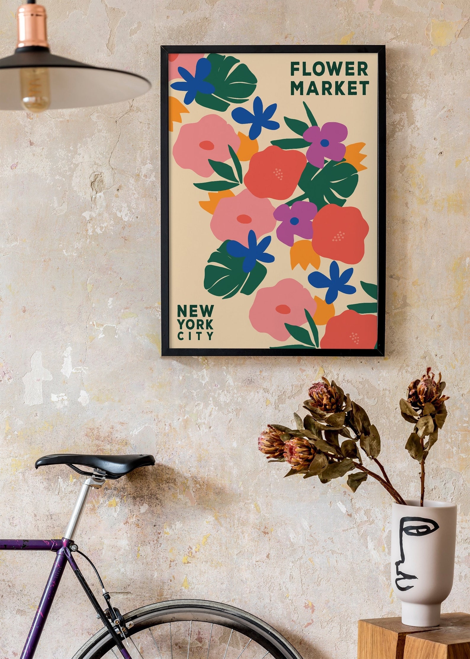 New York City Flower Market Print Botanical Eclectic Poster Etsy