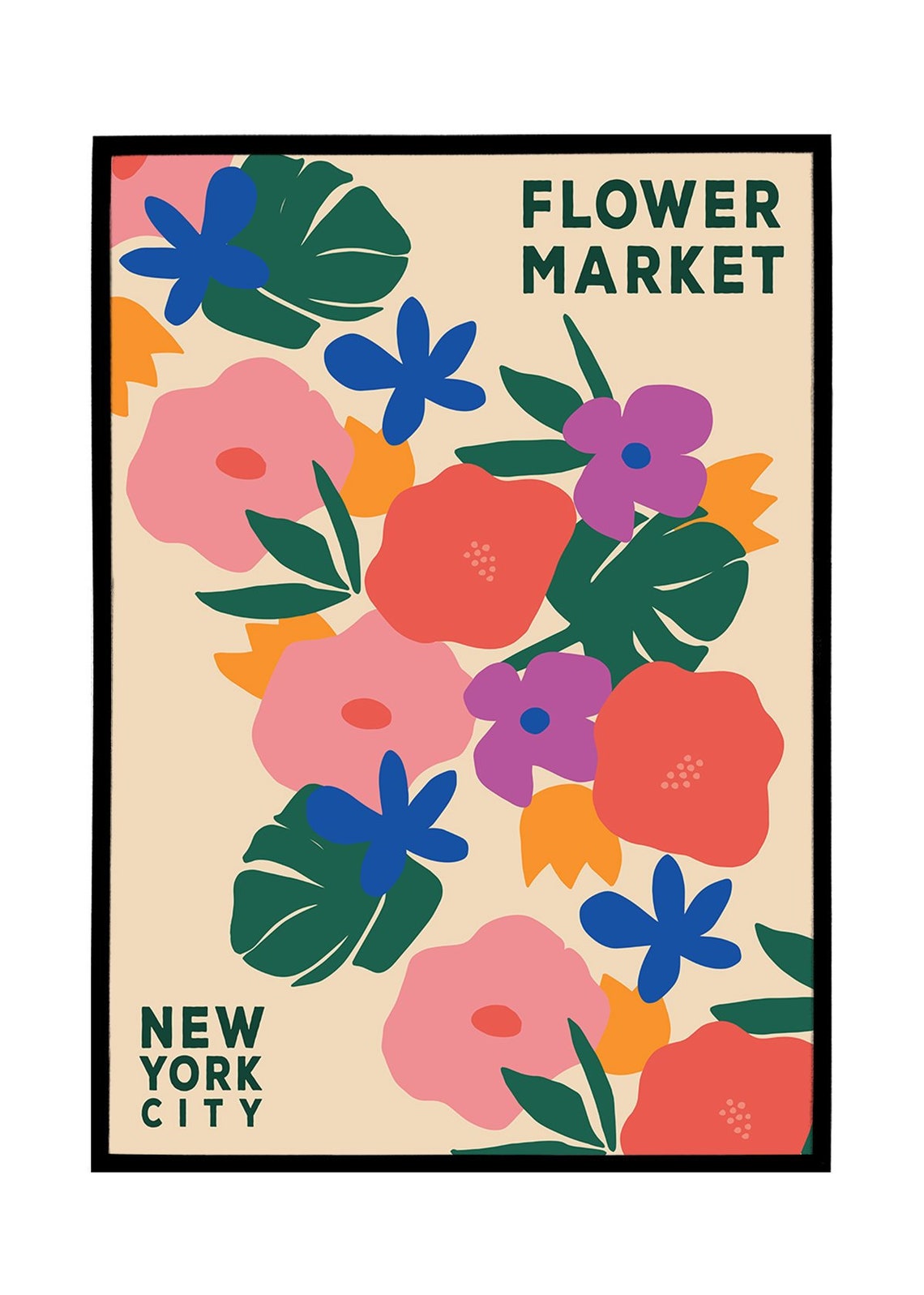 New York City Flower Market Print Botanical Eclectic Poster Etsy