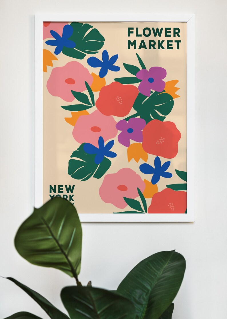 New York City Flower Market Print Botanical Eclectic Poster Etsy