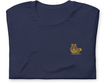 Cute Dog Brown | Cartoon | Embroidered Short-Sleeve T-Shirt | Unisex | Gift for Men and Women