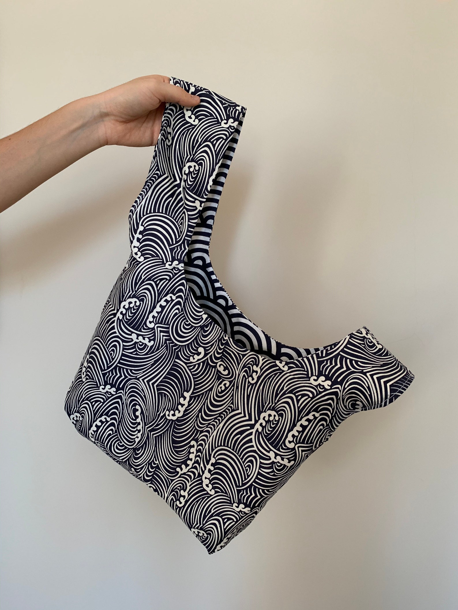 Japanesestyle reversible knot bag Etsy