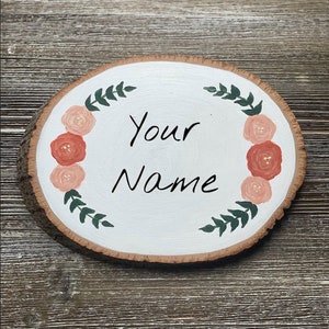 Rodaja de madera pintada a mano personalizada