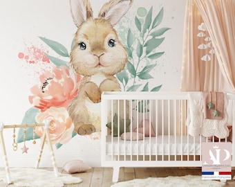 Bunny glad vliesbehang voor kinder-, baby-, jongenskamer, verschillende maten en maatwerk