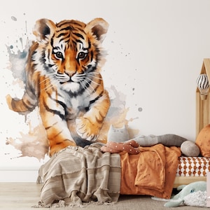 Elegant Little Tiger Satin Non-Woven Wallpaper, Scratch Resistant, Washable, Eco-Friendly, FSC Certified, Width 60cm