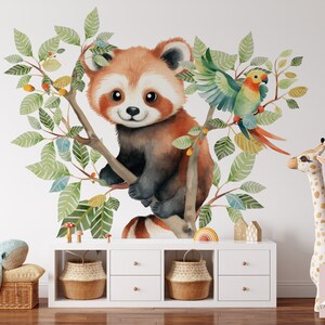 Papier Peint Adorable Panda Roux dans les arbres chambre d'enfant Satin Intissé, Résistant aux Éraflures, Lessivable, Eco-responsable, FSC image 2