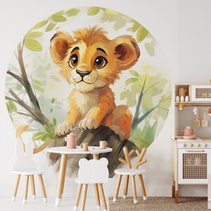 Elegant Little Cute Lion Cub Wallpaper Satin Non-Woven, Scratch Resistant, Washable, Eco-responsible, FSC Certified, Width 60cm
