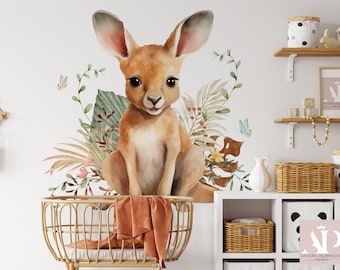 Kangaroo Wallpaper for Children's Bedroom Satin Non-Woven, Scratch Resistant, Washable, Eco-responsible, FSC Certified