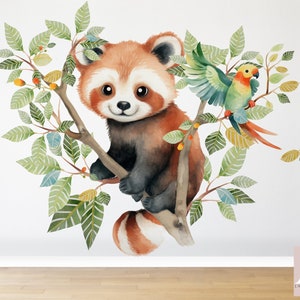 Papier Peint Adorable Panda Roux dans les arbres chambre d'enfant Satin Intissé, Résistant aux Éraflures, Lessivable, Eco-responsable, FSC image 3