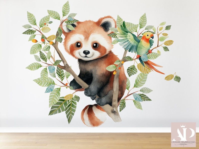 Papier Peint Adorable Panda Roux dans les arbres chambre d'enfant Satin Intissé, Résistant aux Éraflures, Lessivable, Eco-responsable, FSC image 3