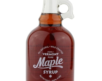 Dark Robust Organic Vermont Maple Syrup in Glass Bottles