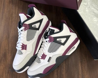 Jordan 4 « PSG » Blanche/Gris neutre-Noir-Bordeaux Pas cher