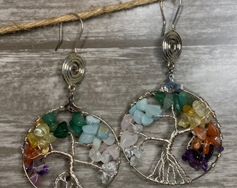 Tree of life crystal earrings