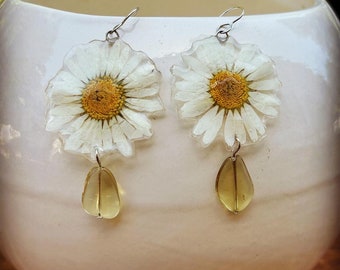 Daisy and lemon quartz earrings