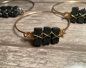 Lava stone & wire bracelet