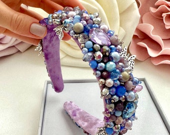 Beaded Butterfly Headband: Crystal Jeweled Hair Tiara
