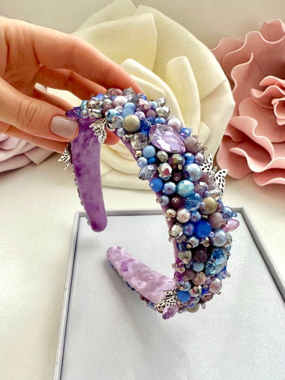 Beaded Butterfly Headband: Crystal Jeweled Hair Tiara - Etsy