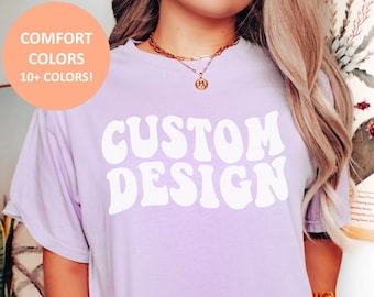 Custom Retro Comfort Colors TShirt, Personalized Trendy Crewneck Custom Design Groovy Tee Personalized Text Matching Family Your Design Here
